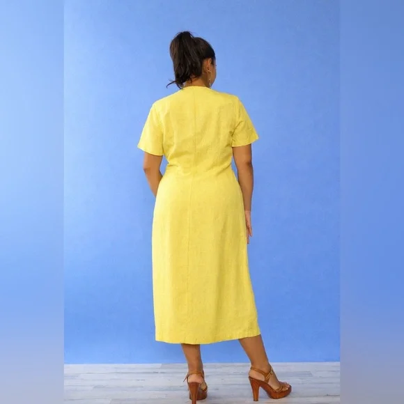 Orvis Vintage yellow button dress size 12 - Picture 3 of 8